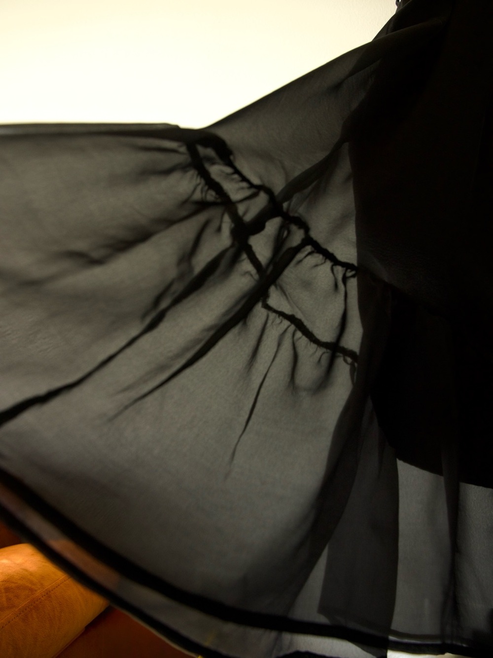wild fable Black Sheer Tiered Midi Dress with Tie Straps and Ruffle Hem - Picture 8 of 13